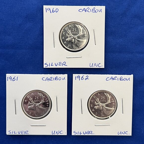 Uncirculated Set of 9 Silver 1960 to 1968 25¢ Canada Quarters! - Picture 3 of 16